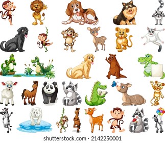 Set of animal cartoon character illustration