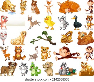 Set of animal cartoon character illustration