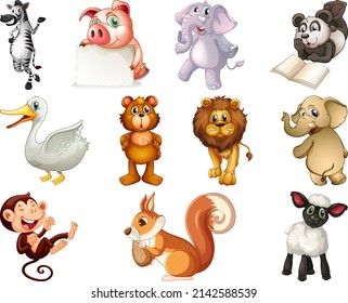 Set of animal cartoon character illustration