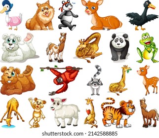 Set of animal cartoon character illustration