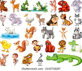 Set of animal cartoon character illustration