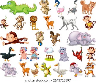 Set of animal cartoon character illustration