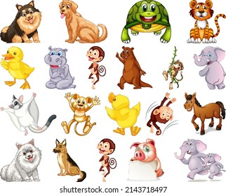 Set of animal cartoon character illustration