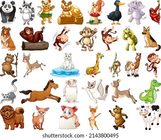 Set of animal cartoon character illustration