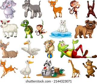 Set of animal cartoon character illustration