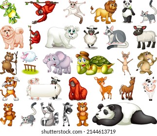 Set of animal cartoon character illustration