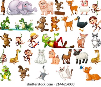 Set of animal cartoon character illustration