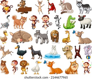Set of animal cartoon character illustration