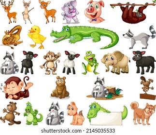 Set of animal cartoon character illustration