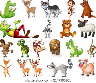 Set of animal cartoon character illustration