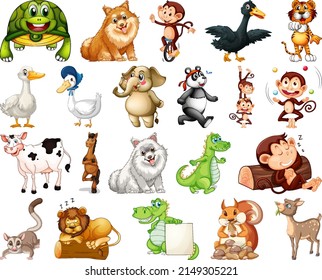 Set of animal cartoon character illustration