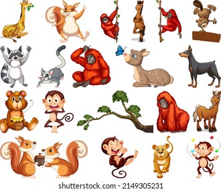 Set of animal cartoon character illustration
