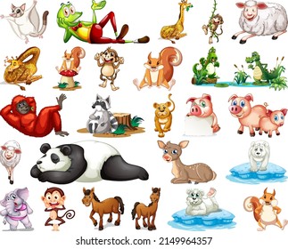 Set of animal cartoon character illustration