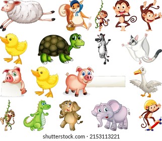 Set of animal cartoon character illustration
