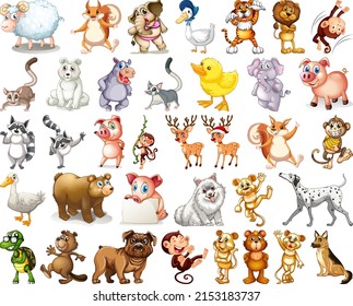 Set of animal cartoon character illustration