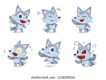 set of animal cartoon character mascot Wolf collection