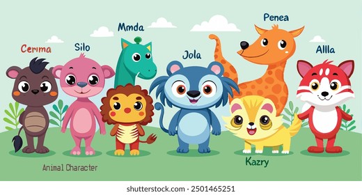 Conjunto de personajes de dibujos animados de animales fauna silvestre Ilustraciones vectoriales