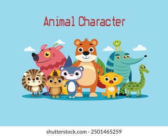 Conjunto de personajes de dibujos animados de animales fauna silvestre Ilustraciones vectoriales