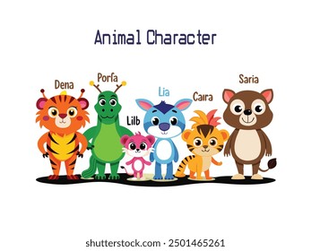 Conjunto de personajes de dibujos animados de animales fauna silvestre Ilustraciones vectoriales