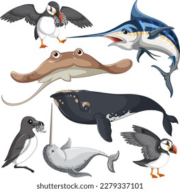 Set of animal cartoon illustration