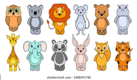 Set animal cute child. Isolated in white background.Vector illustration.
