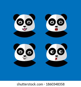 Set Animal Cute Panda Icon Vektorhintergrund