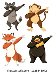 Set of animal dabbing illustration