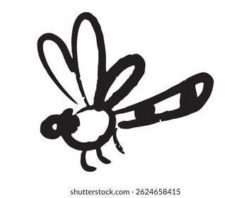 conjunto de um desenho de criança de libélula animal
