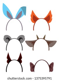 a set of animal ears for holiday vector illustration