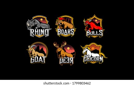 Set of animal emblem vector, Esport logo gaming set