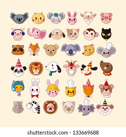 set of animal face icons