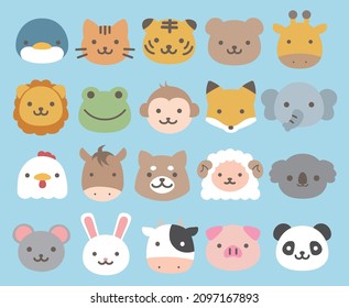 A set of animal face icons
