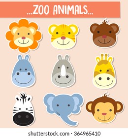 Set of animal faces