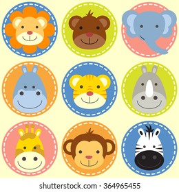 Set of animal faces