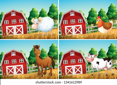 Set of animal in farm illustration