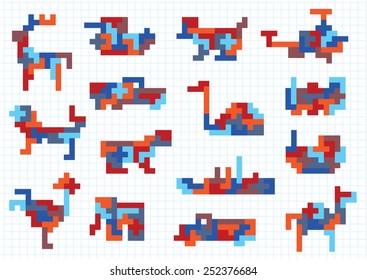 set of animal figures and modes of transportation