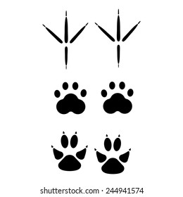 Set of animal footprints for ecology design or logo template. 