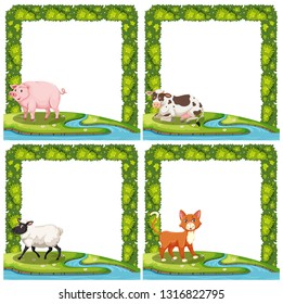 Set of animal in frame illustration