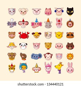 set of animal head icons
