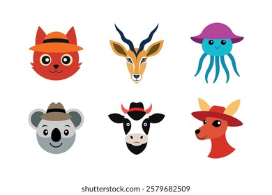 a set of animal head vector art