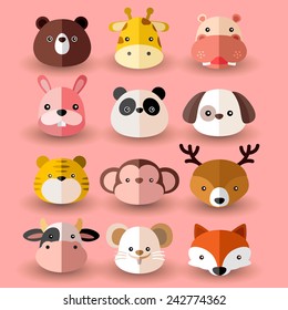 Set of animal head :vector illustration