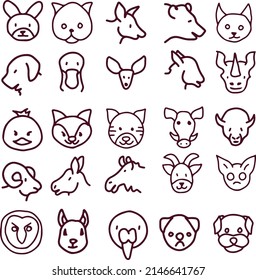 set animal icon line art style
