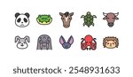 Set of animal icons. Colorful animal icon pack contains icons such as panda, crocodile, horse, turtle, rabbit, walrus, etc.