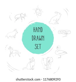 Set of animal icons line style symbols with snake, puppy, bug and other icons for your web mobile app logo design.