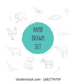 Set of animal icons line style symbols with ant, koala, wolf and other icons for your web mobile app logo design.