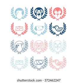 Set of animal icons. For your design. Logos, icons, cards. Vector