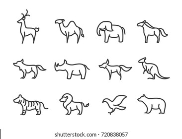 Set of animal line icon