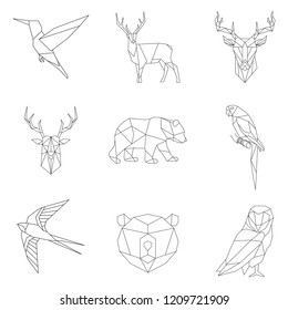 Reihe von linearen Tierillustrationen