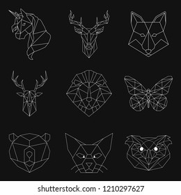 Set of animal linear illustrations