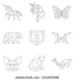 Set of animal linear illustrations